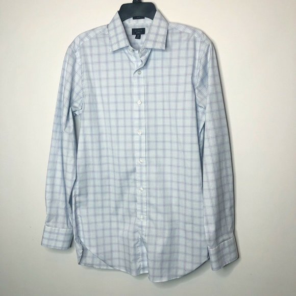J. Crew Other - J CREW Slim 15 - 33 Stretch Cotton Blue Plaid